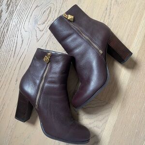 Michael Kors Dark Brown Ankle Boots with Gold Zipper